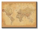 World Map - Vintage Style - Obraz na płótnie