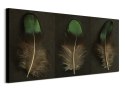 Green Peacock Feather Triptych - obraz na płótnie