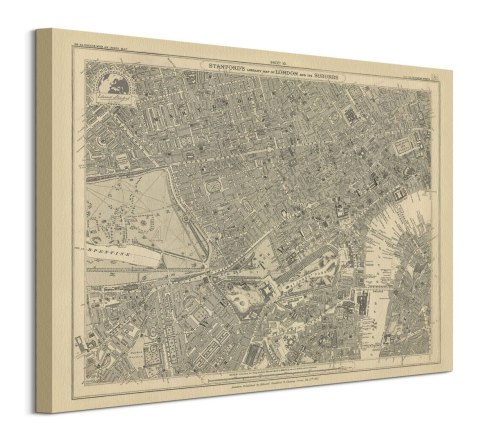 Stanfords Mapa Londynu 1862 - obraz na płótnie