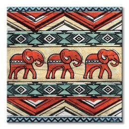 Tribal Elephants - obraz na płótnie