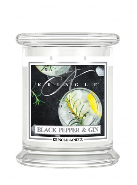 Kringle Candle - Black Pepper Gin - średni, klasyczny słoik (411g) z 2 knotami